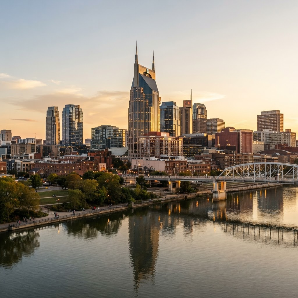 Downtown Nashville skyline featuring the AT&T Building